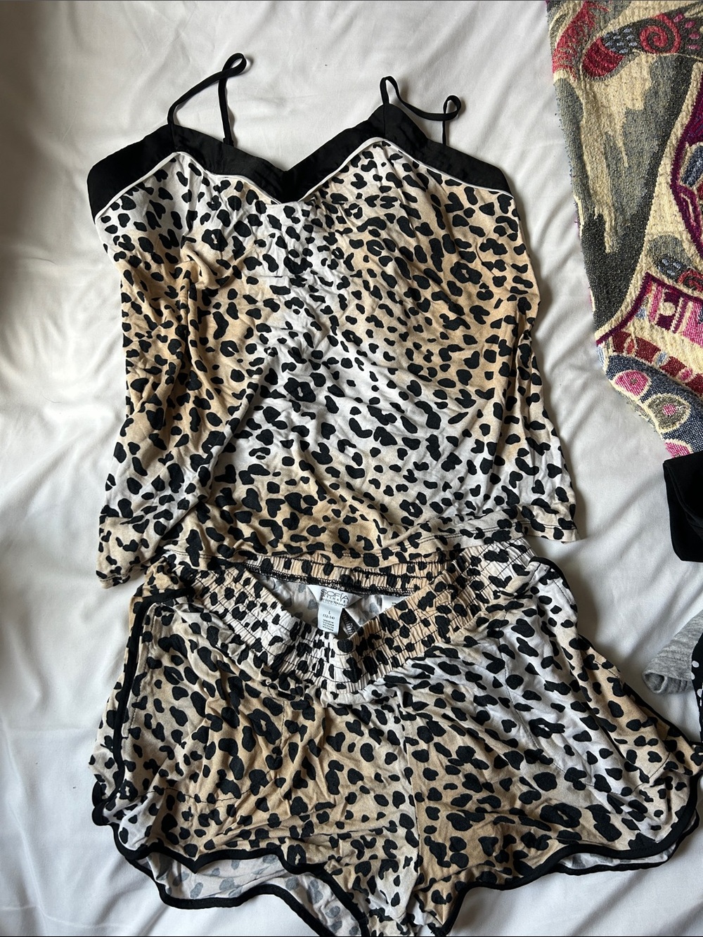 sofia by sofia vergara Leopard Print Cami & Short Set - Black, Cream, Tan
